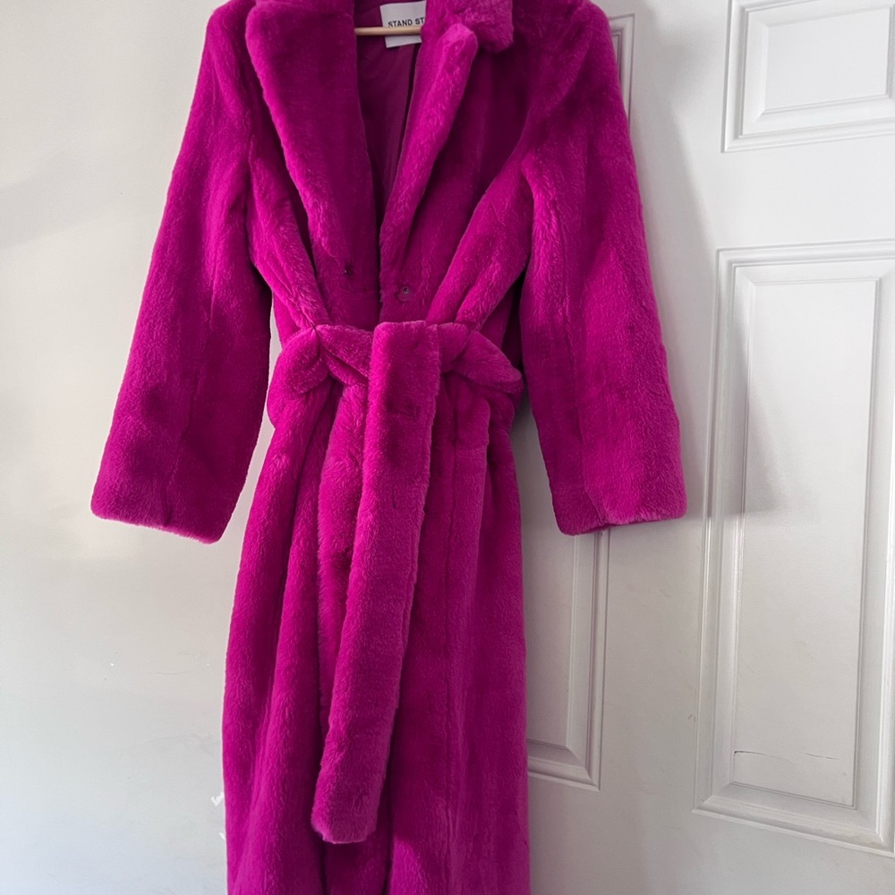 STAUD Fuchsia Trench Coat